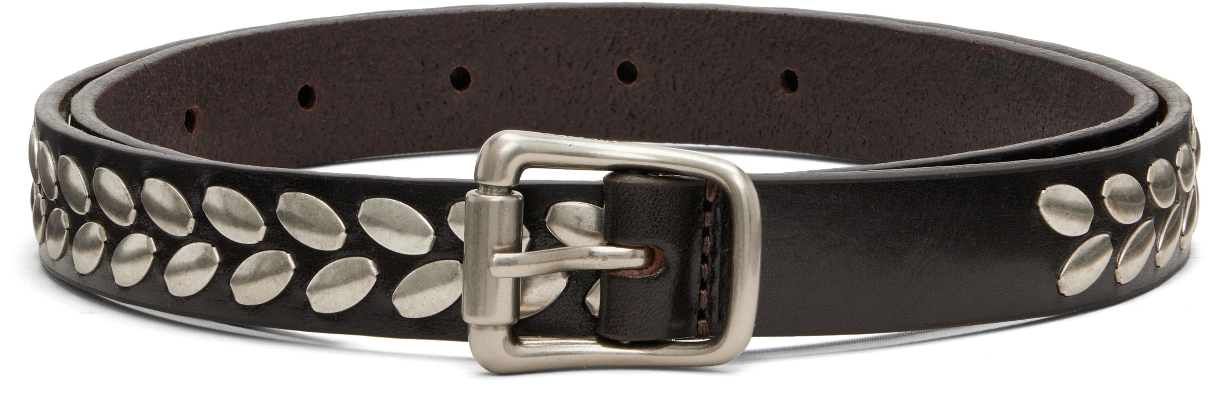 Brown Almond Stud Belt by LEMAIRE