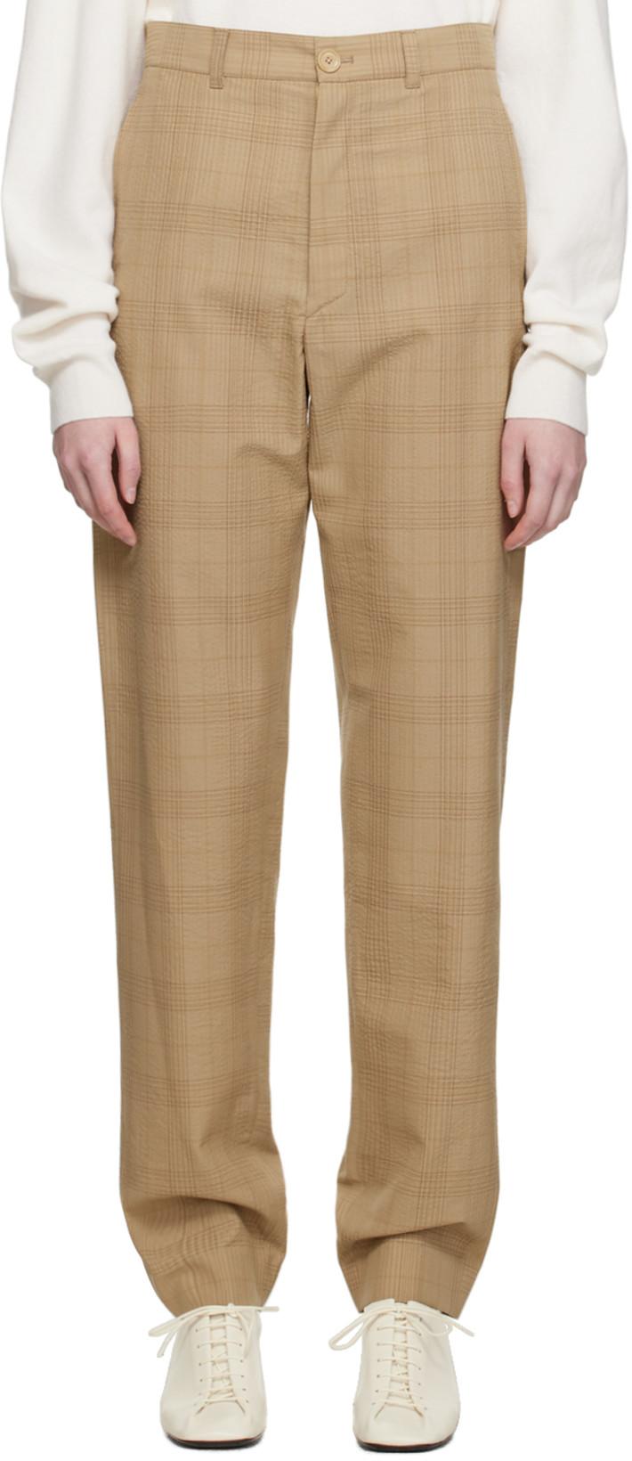Brown Loose Suit Trousers by LEMAIRE