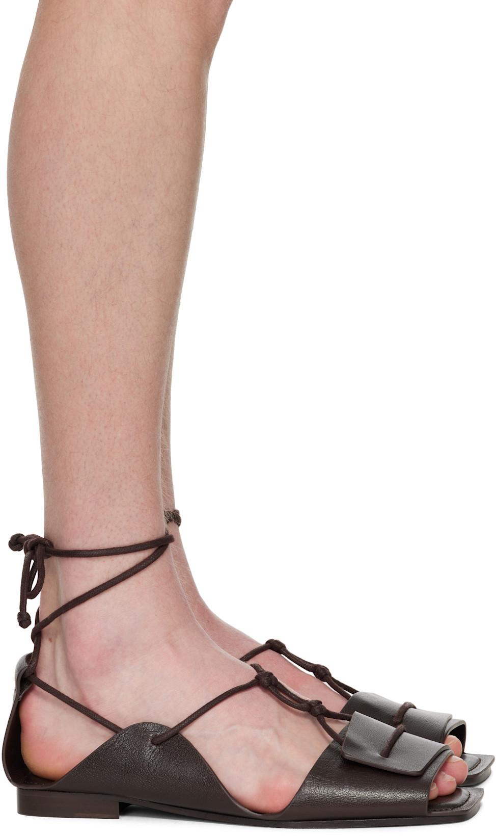 Brown Opanka Flat Sandals by LEMAIRE