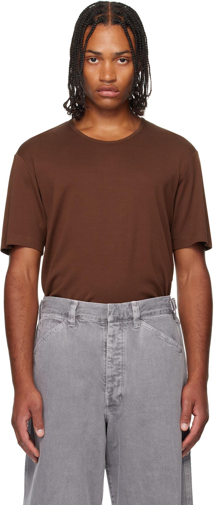 Brown Rib T-shirt by LEMAIRE