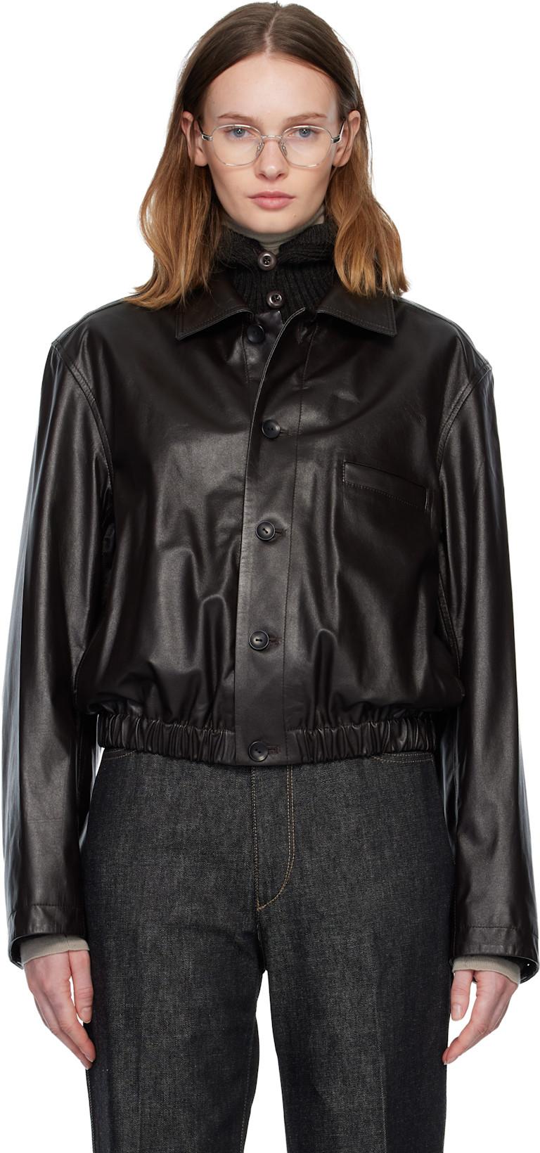 Brown Soft Leather Jacket by LEMAIRE