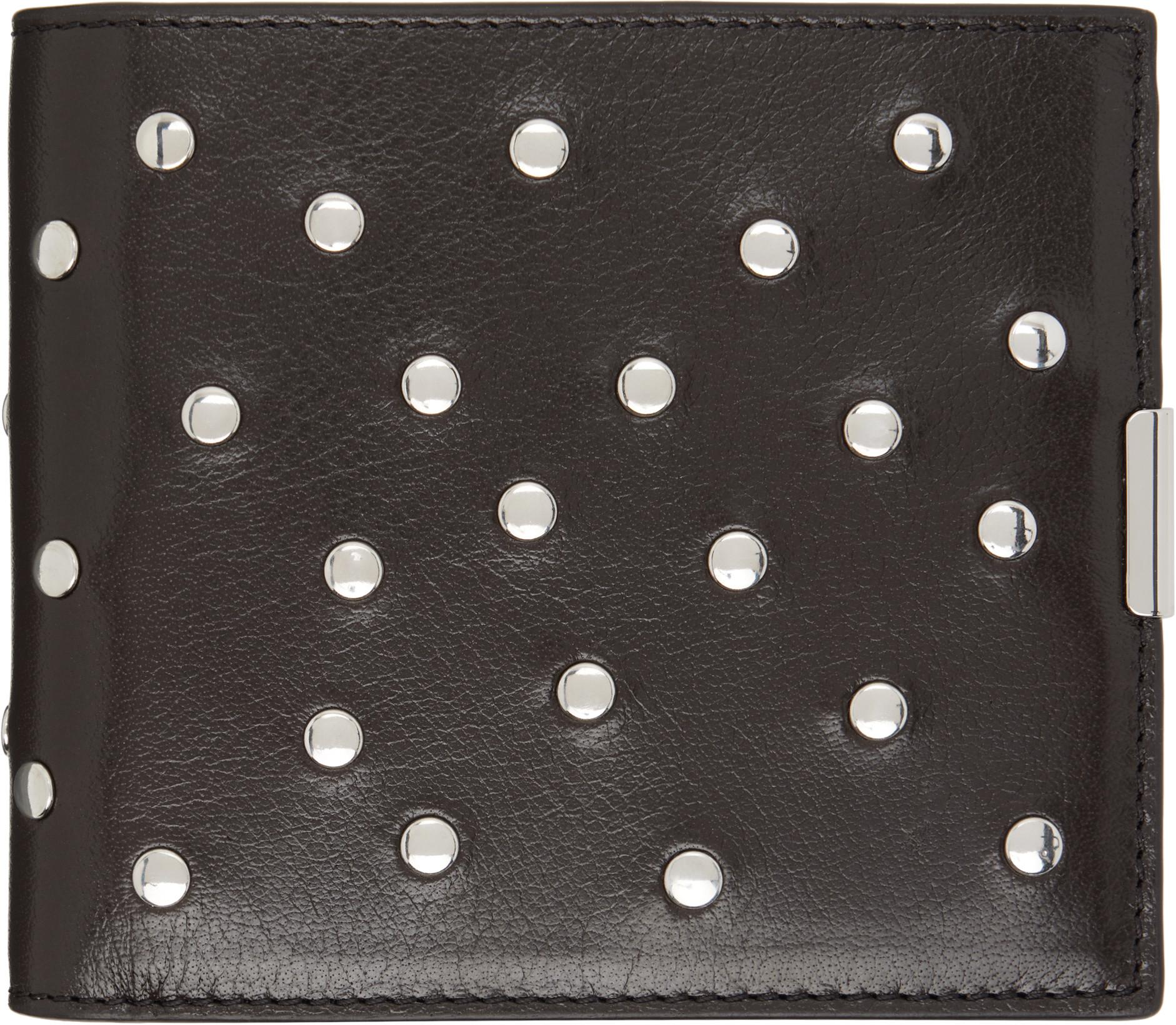 Brown Soft Tab Studs Dots Bifold Wallet by LEMAIRE