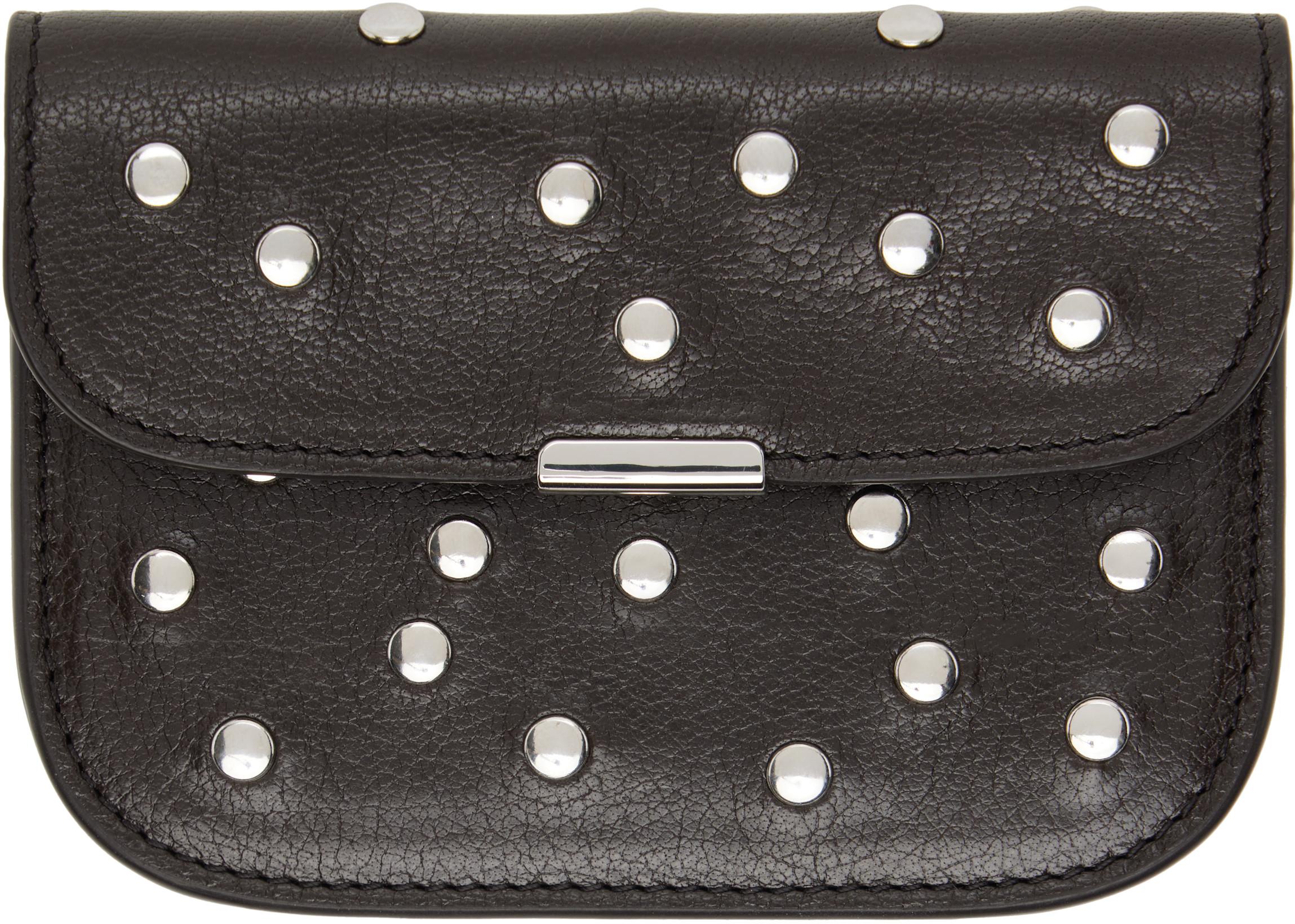 Brown Soft Tab Studs Dots Card Holder by LEMAIRE