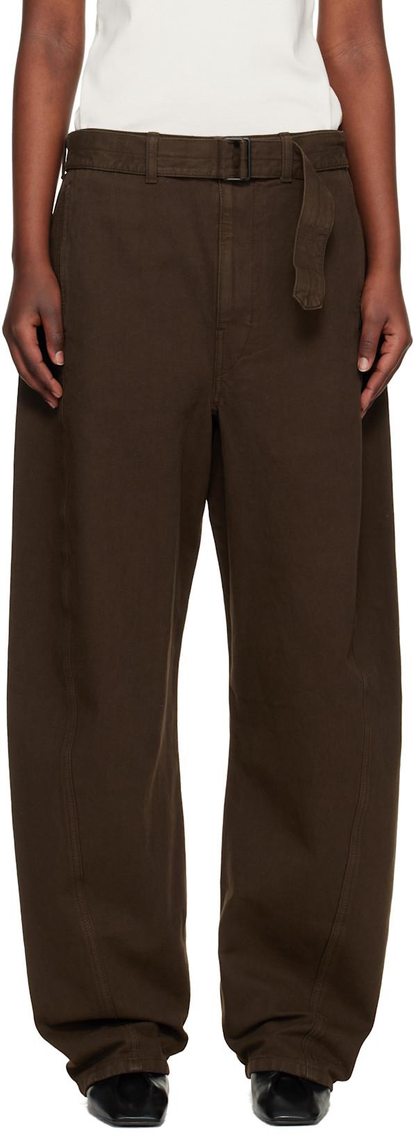 Brown Twisted Belted Jeans by LEMAIRE