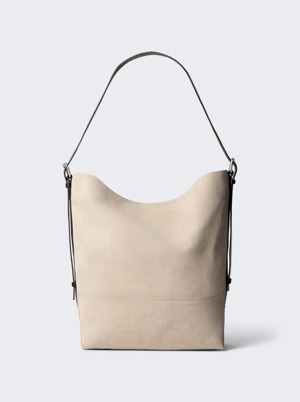 Cotton Canvas Belted Tote Bag Dark Linen  | The Webster by LEMAIRE