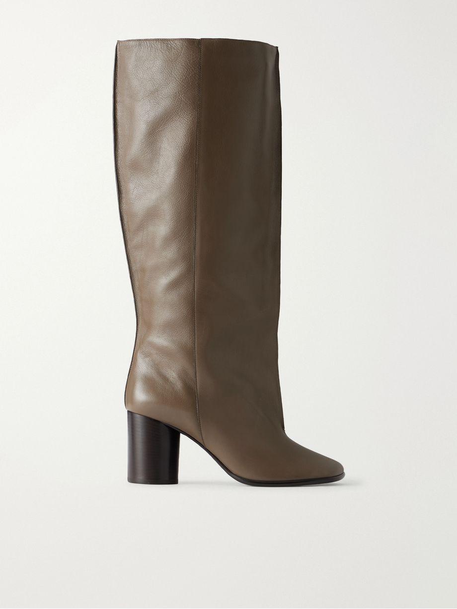 Crease leather knee boots by LEMAIRE