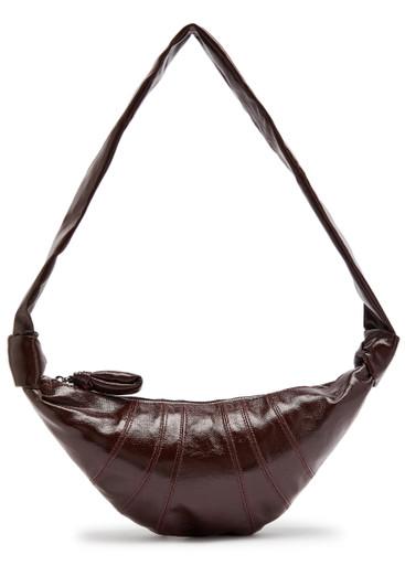 Croissant small glossed leather shoulder bag by LEMAIRE