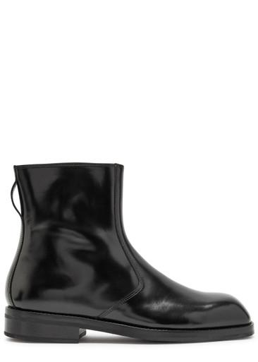 Glossed leather ankle boots by LEMAIRE