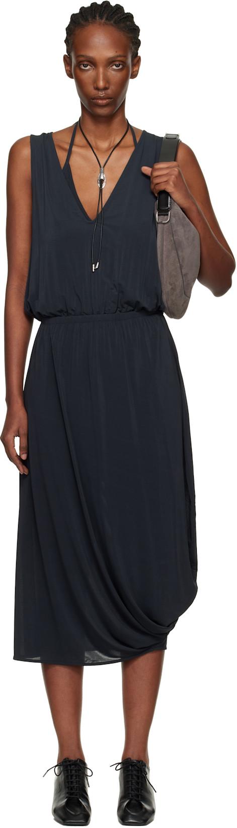 Gray Double Layer Drape Maxi Dress by LEMAIRE