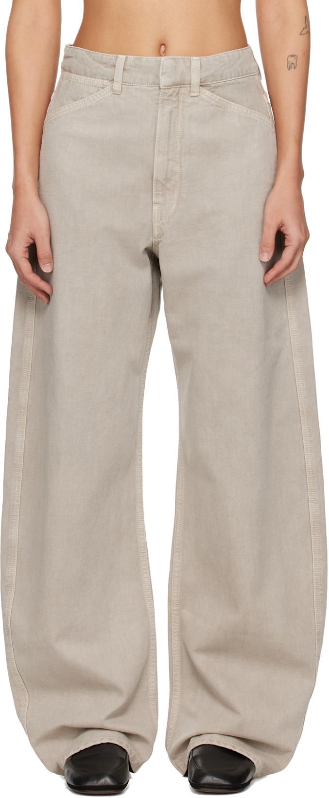 Gray High Waisted Curved Jeans by LEMAIRE
