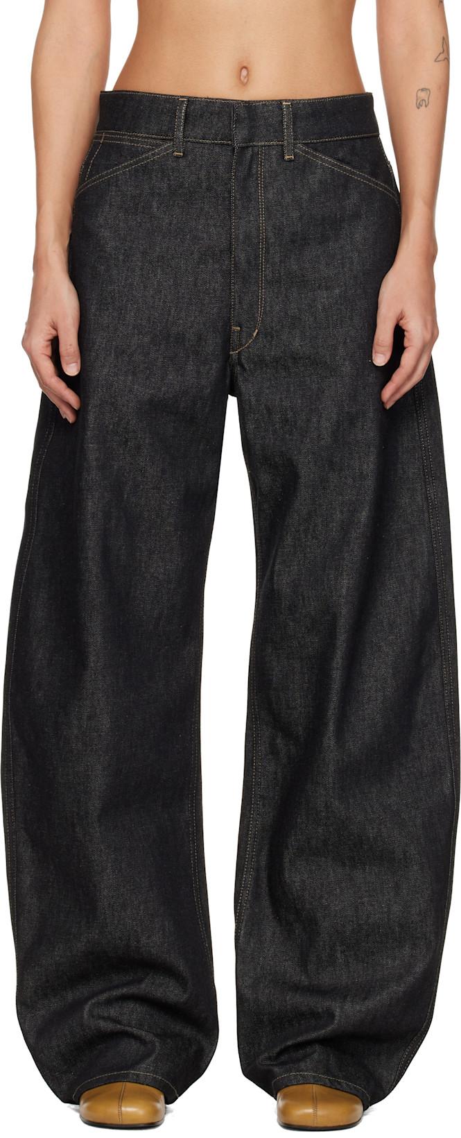 Gray High Waisted Curved Jeans by LEMAIRE