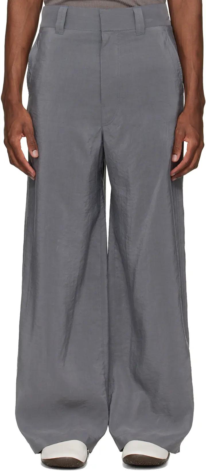 Gray Straight Tailored Trousers by LEMAIRE