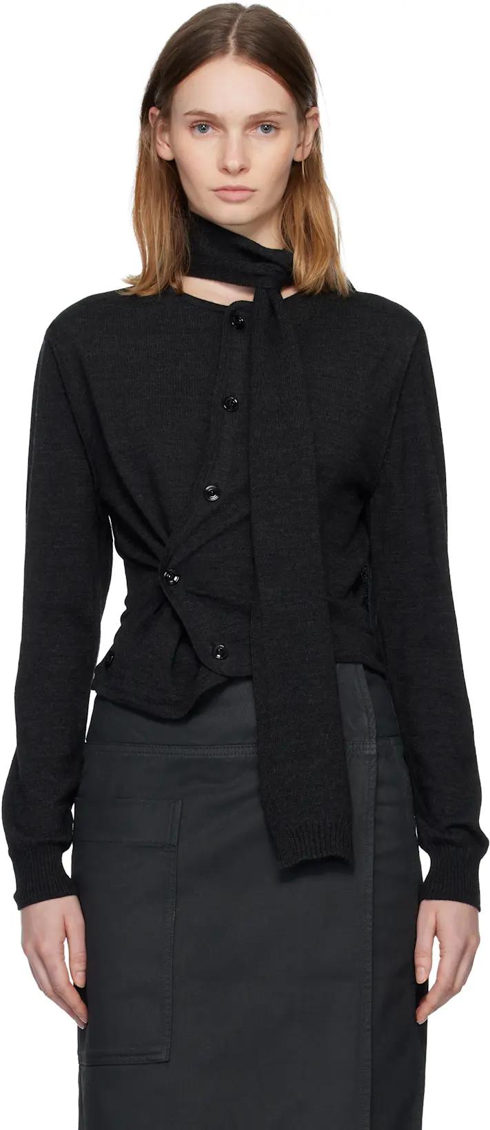 Gray Twisted Cardigan by LEMAIRE