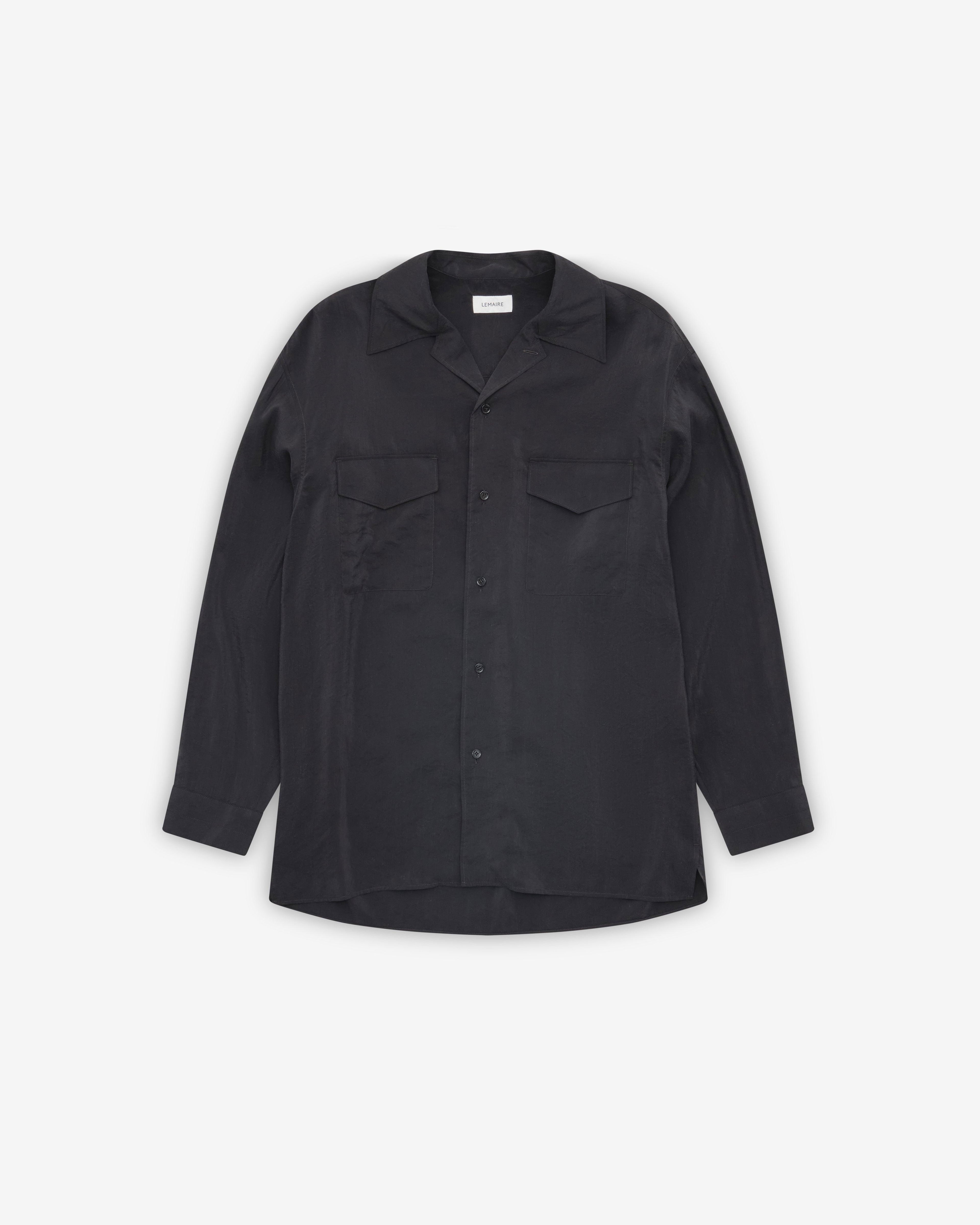 Lemaire - Men's Convertible Collar Shirt - (Black) by LEMAIRE