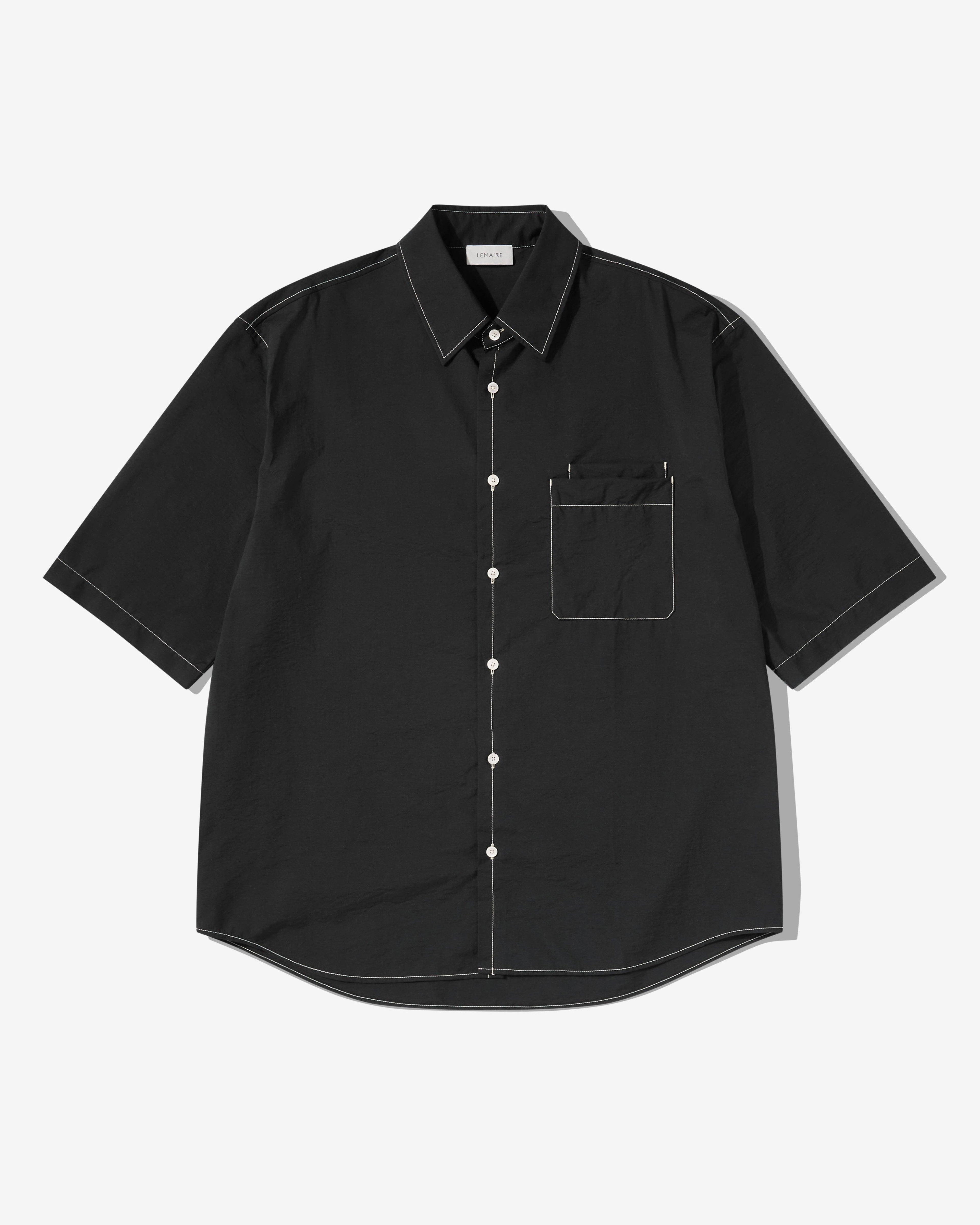 Lemaire - Men's Double Pocket SS Shirt - (Black) by LEMAIRE