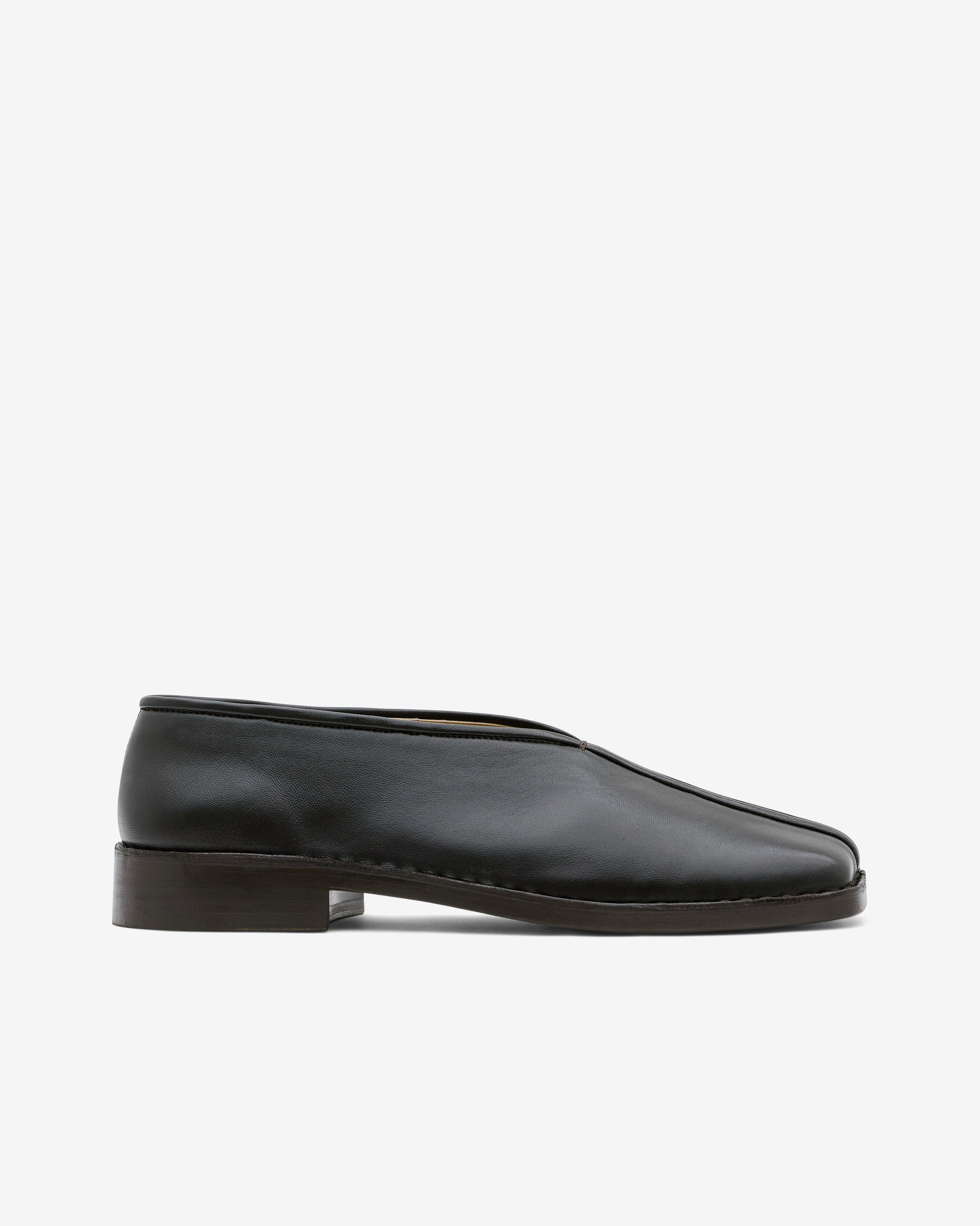 Lemaire - Men’s Flat Piped Slippers - (Dark Brown) by LEMAIRE