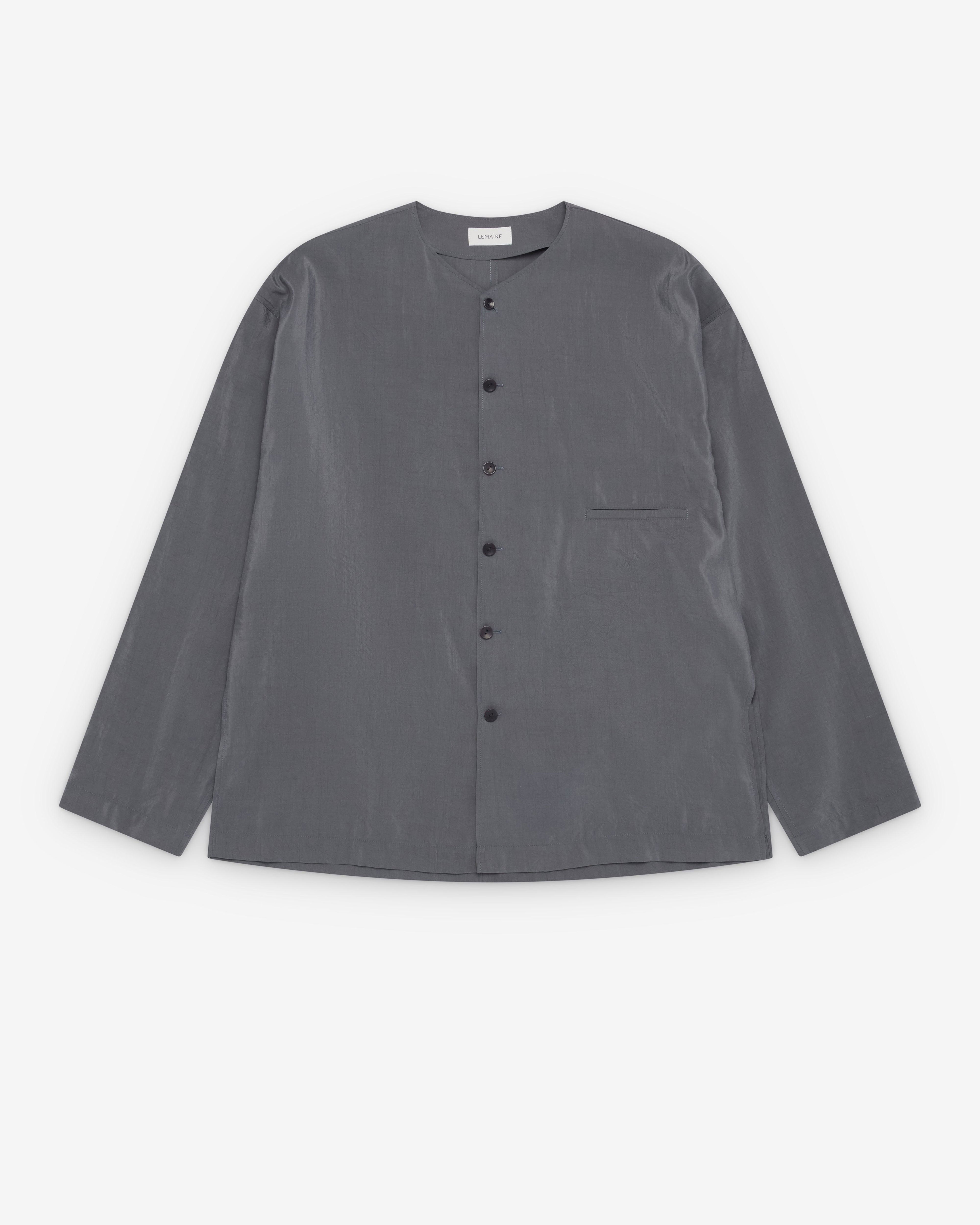 Lemaire  - Men's V-Neck Shirt - (Aluminium) by LEMAIRE
