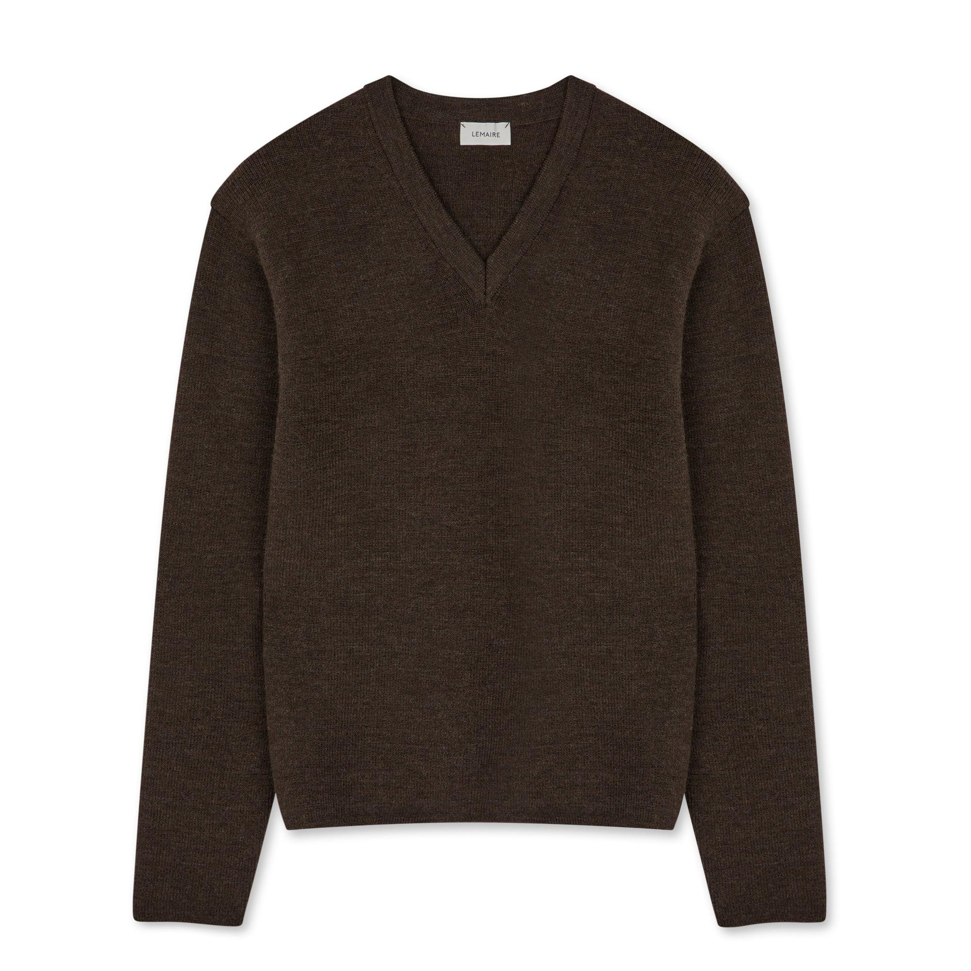 Lemaire - Men’s V-Neck Sweater - (Brown) by LEMAIRE