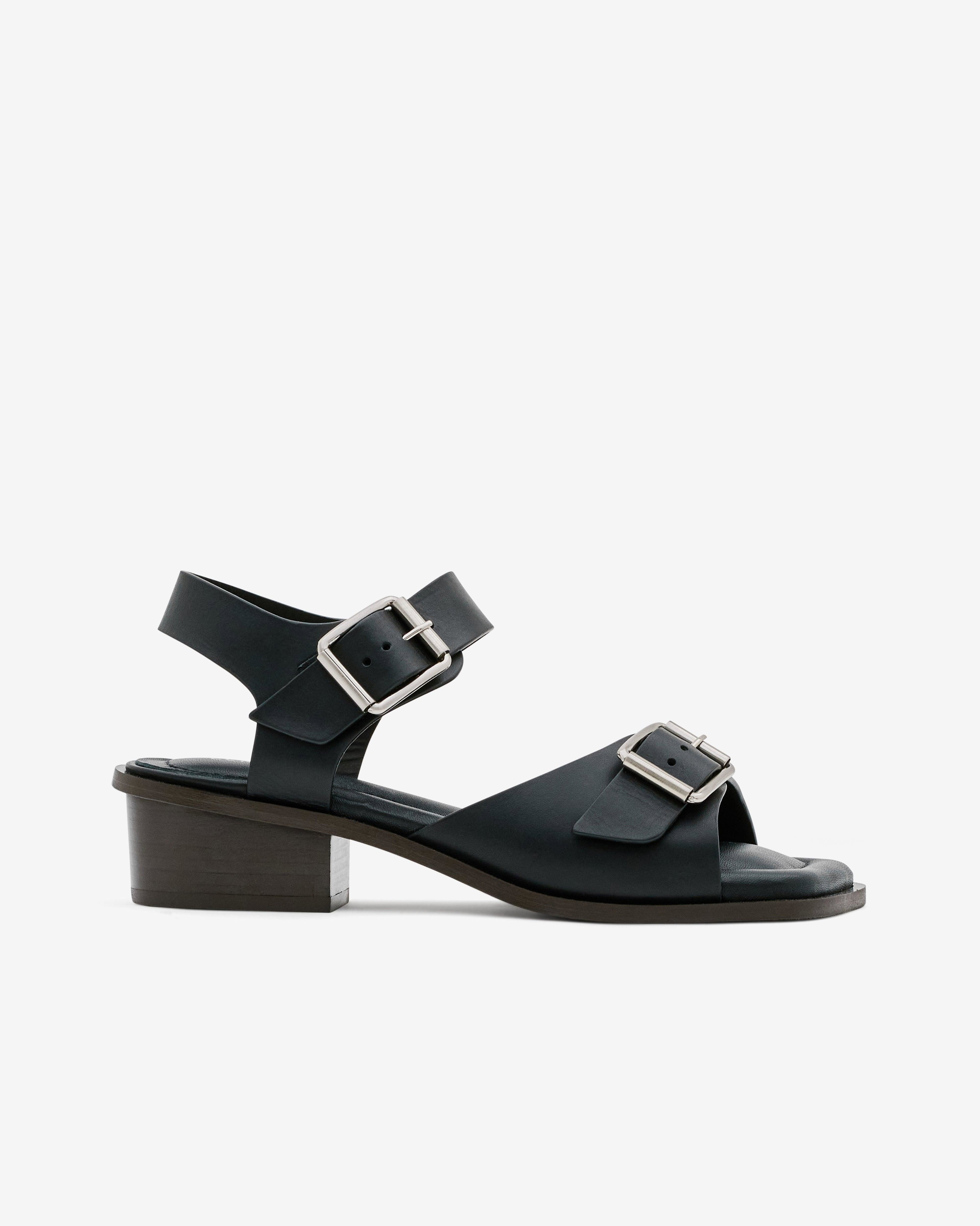 Lemaire - Women’s Square Heeled Sandals With Strap - (Black) by LEMAIRE