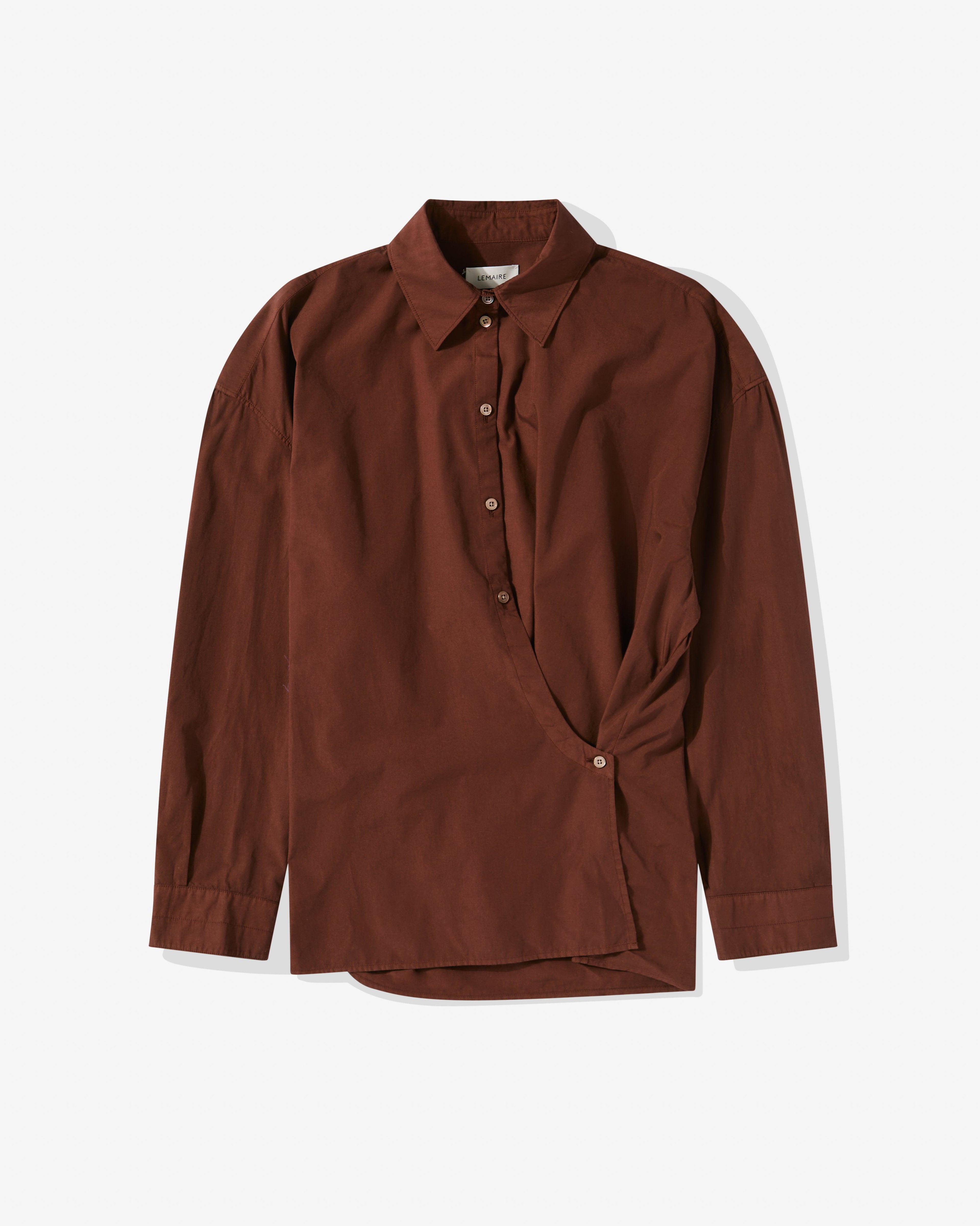 Lemaire - Women’s Straight Collar Twisted Shirt - (Cocoa Bean) by LEMAIRE