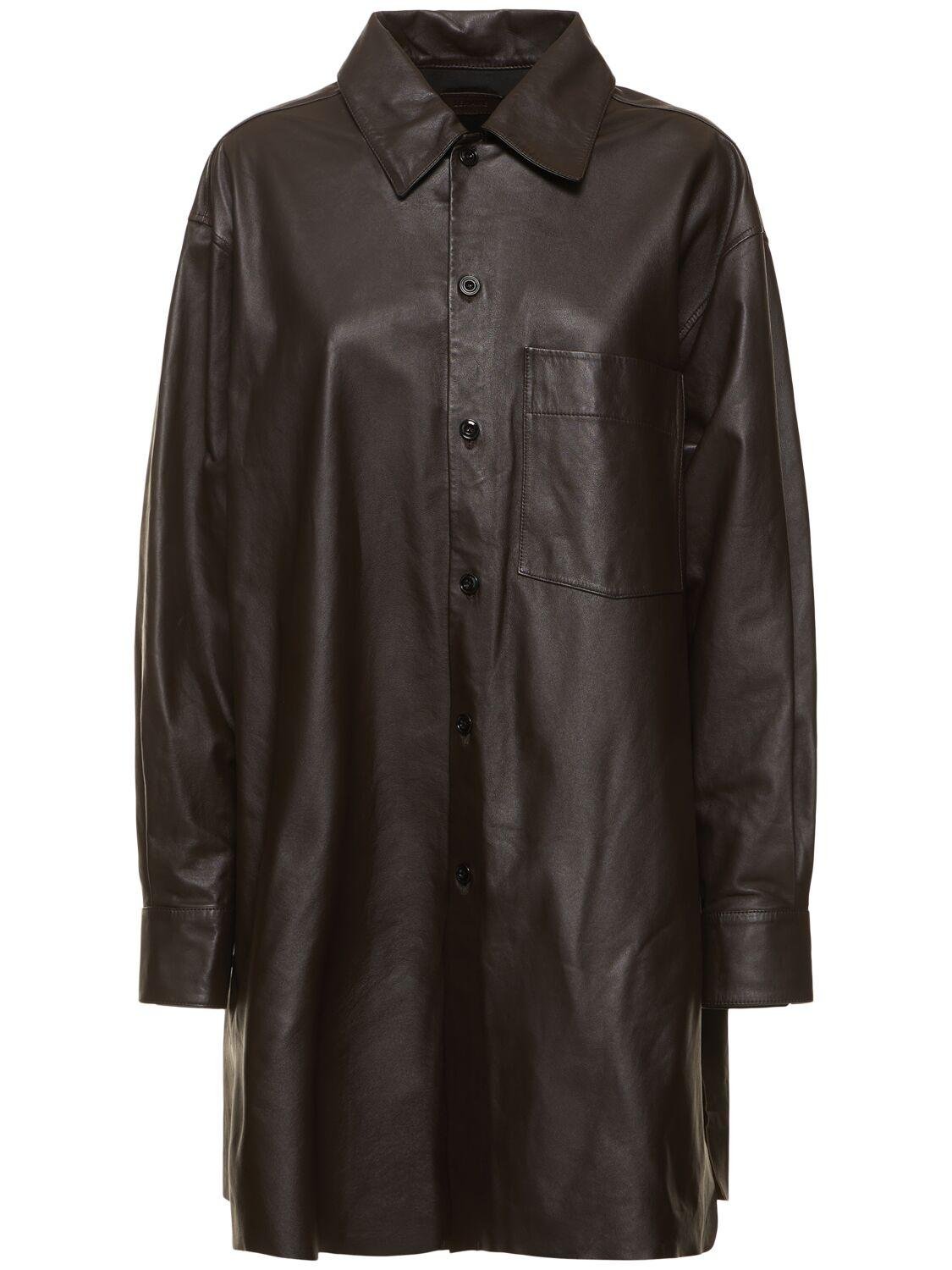 Loose Fit Leather Overshirt by LEMAIRE