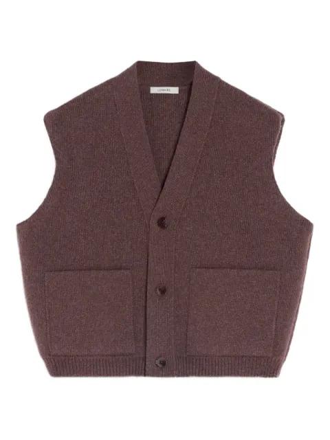 Maxi patch-pocket sleeveless cardigan by LEMAIRE