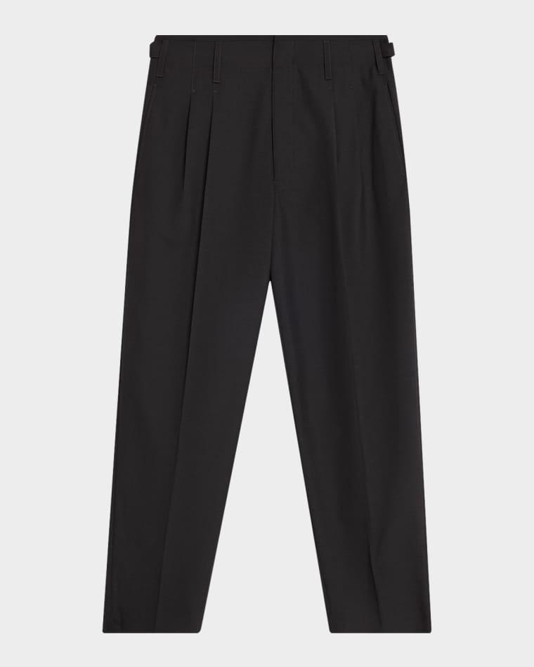 Men's Tropical Polyester and Wool Pleated Pants by LEMAIRE