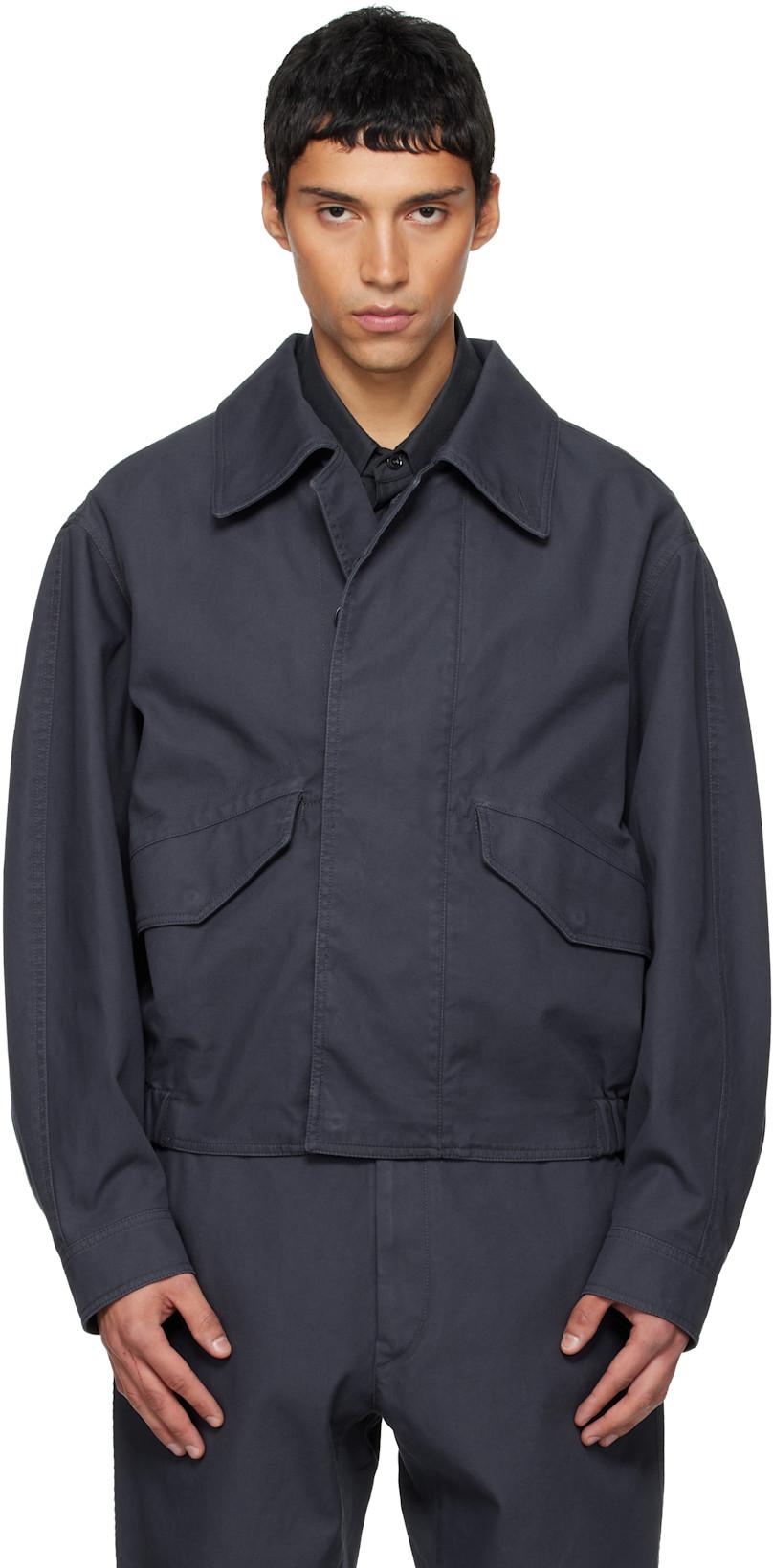 Navy Boxy Blouson Jacket by LEMAIRE