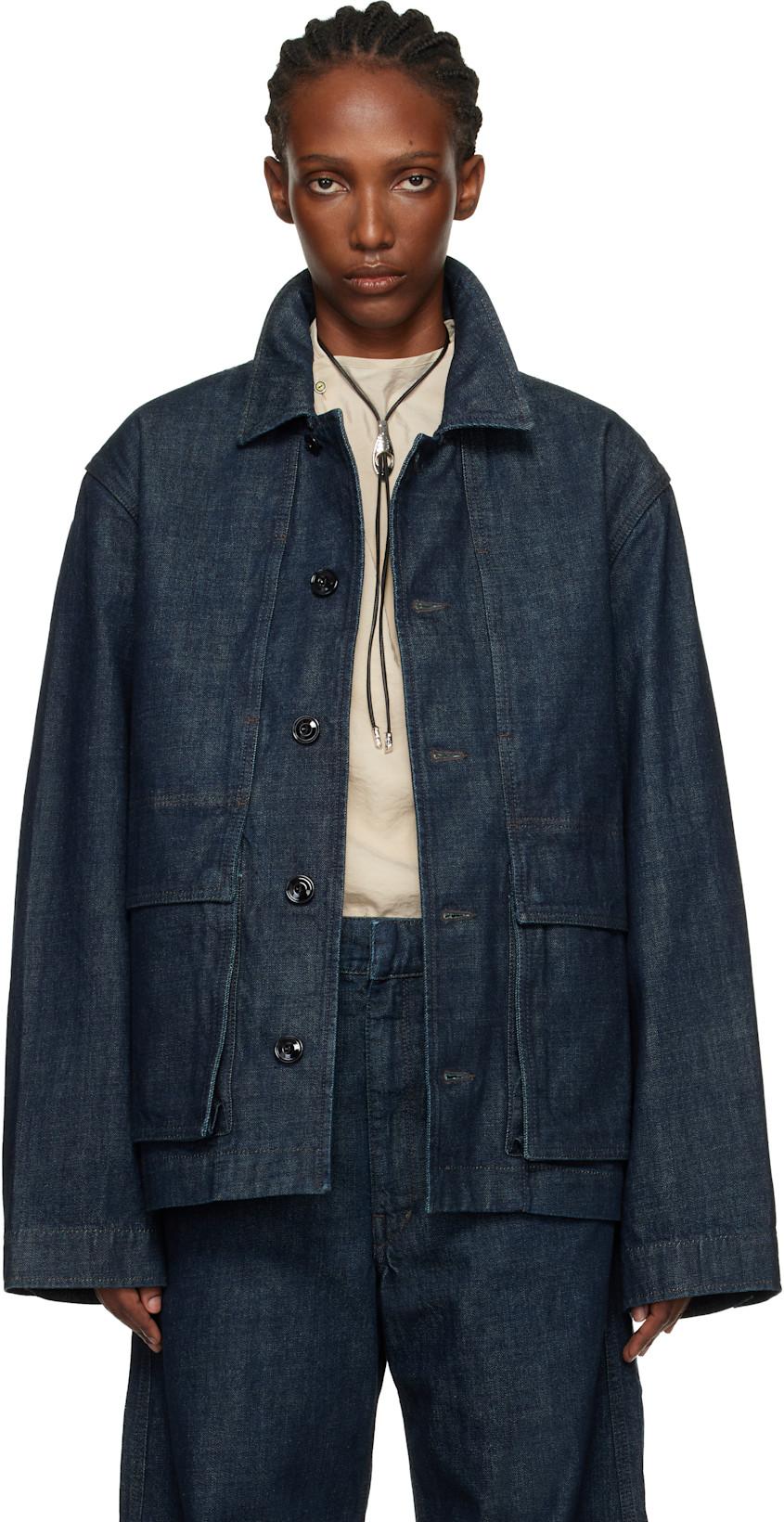 Navy Boxy Denim Jacket by LEMAIRE
