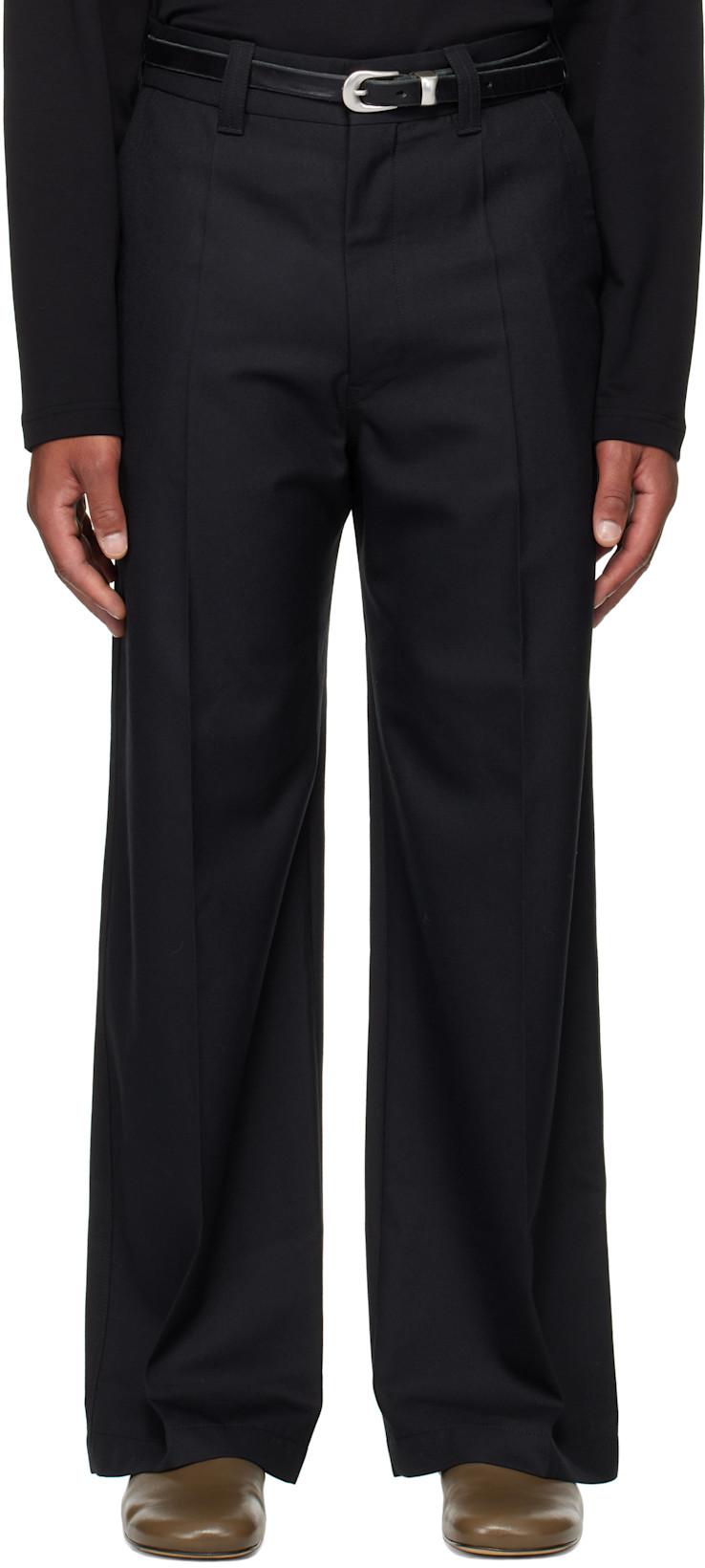 Navy Straight Tailored Trousers by LEMAIRE