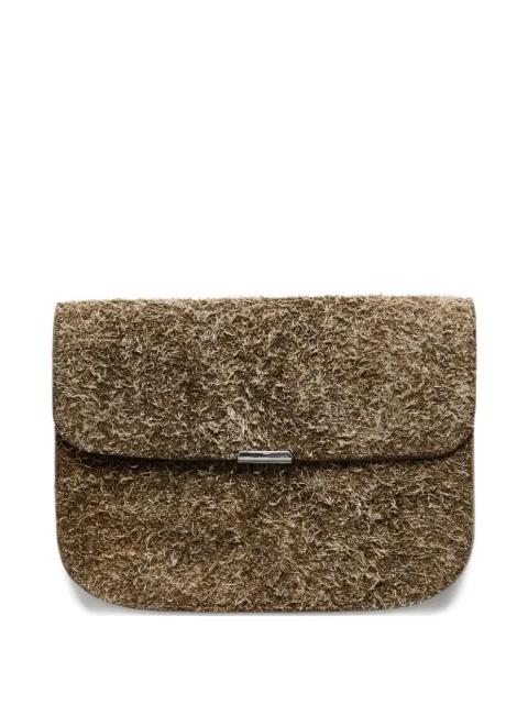 Soft Tab suede wallet by LEMAIRE