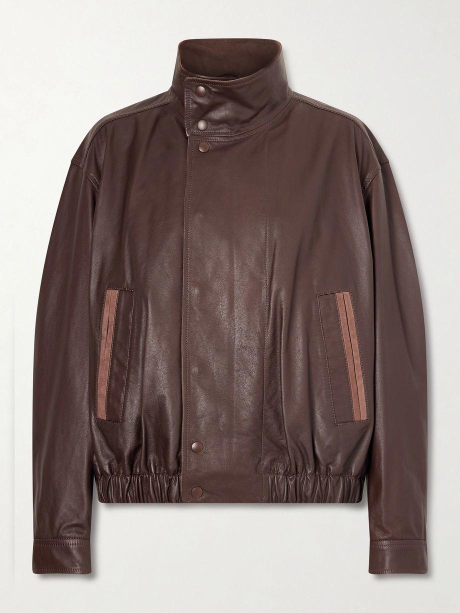 Suede-trimmed leather jacket by LEMAIRE
