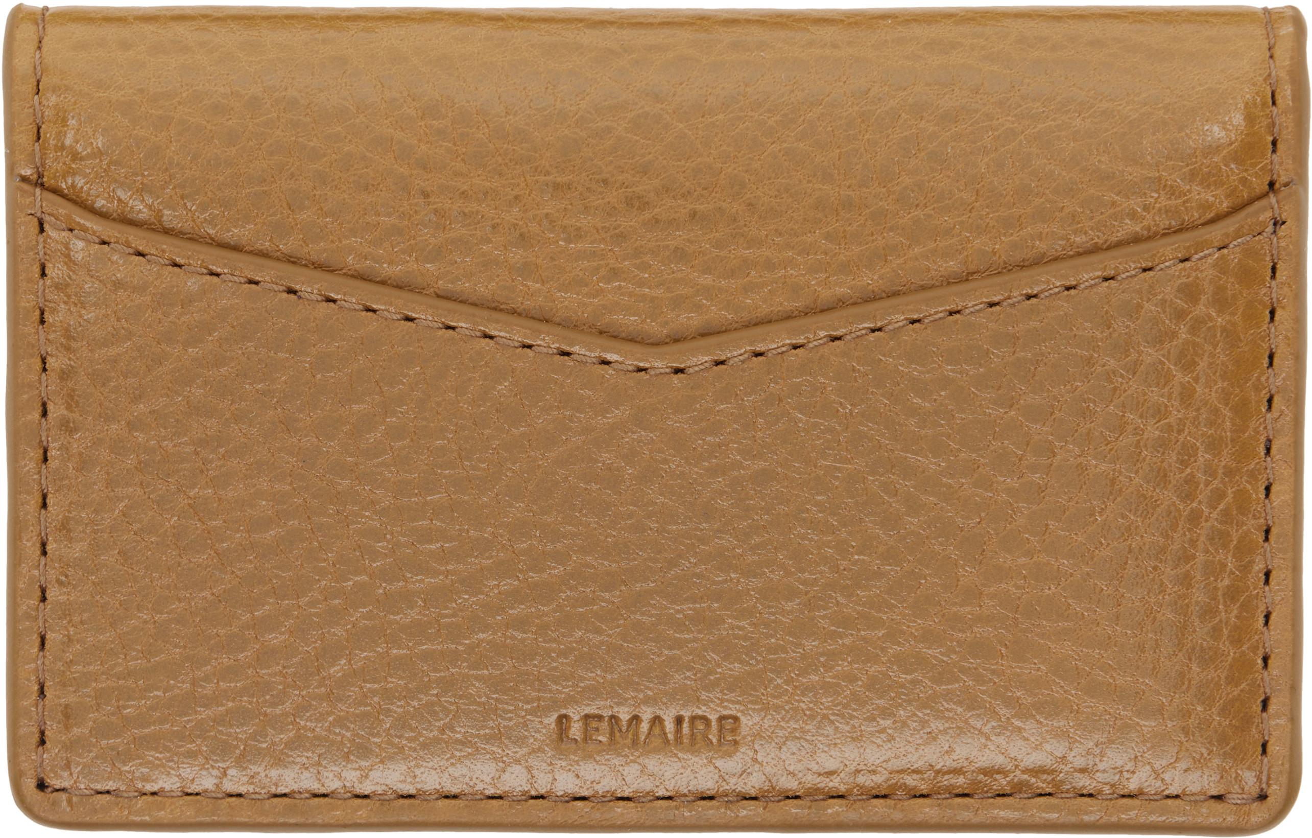 Tan Gear Pocket Organizer Card Holder by LEMAIRE