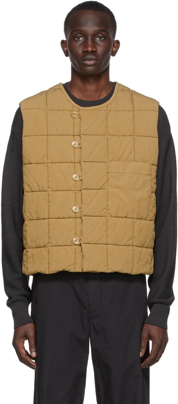 Tan Quilted Vest by LEMAIRE