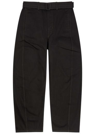 Twisted belted denim trousers by LEMAIRE
