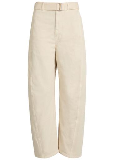 Twisted belted denim trousers by LEMAIRE