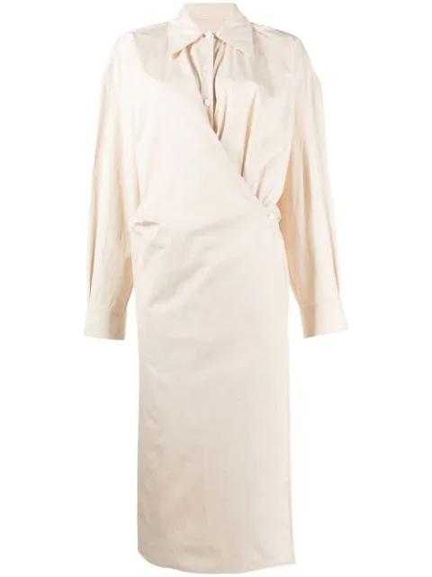 Twisted cotton shirt dress by LEMAIRE