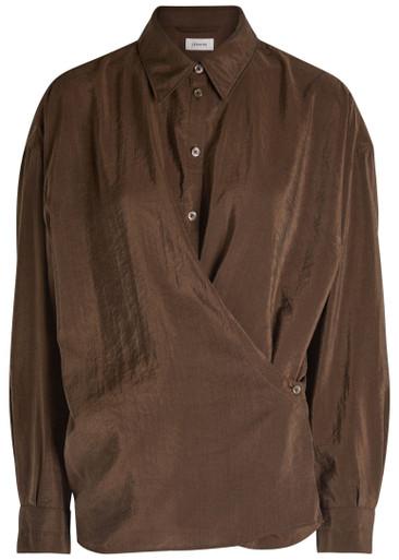 Twisted crinkled silk-blend shirt by LEMAIRE