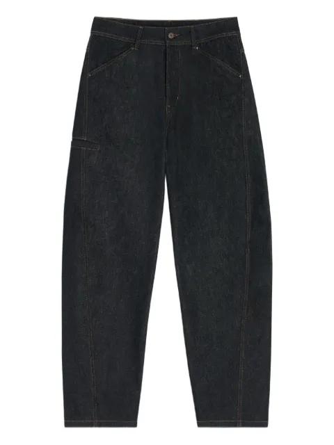 Twisted curved-seam jeans by LEMAIRE