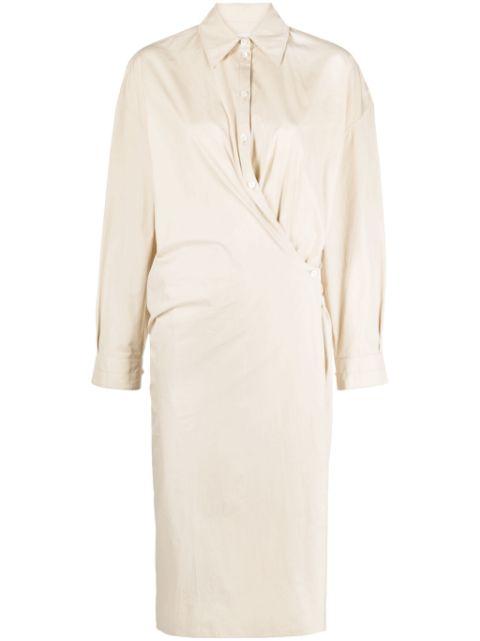 Twisted midi shirt dress by LEMAIRE