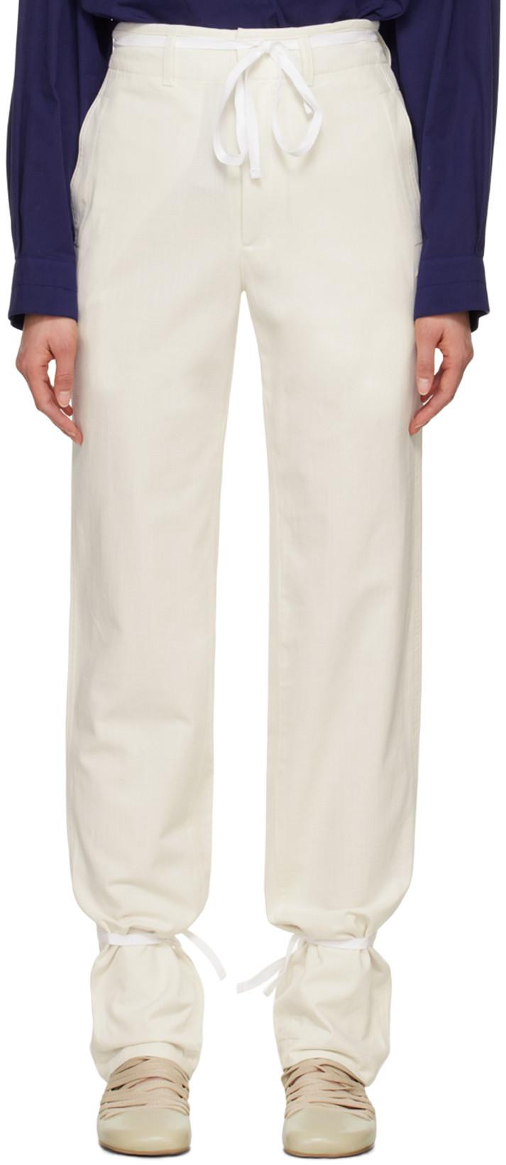 White Straight Trousers by LEMAIRE