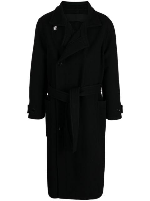 belted double-breasted coat by LEMAIRE