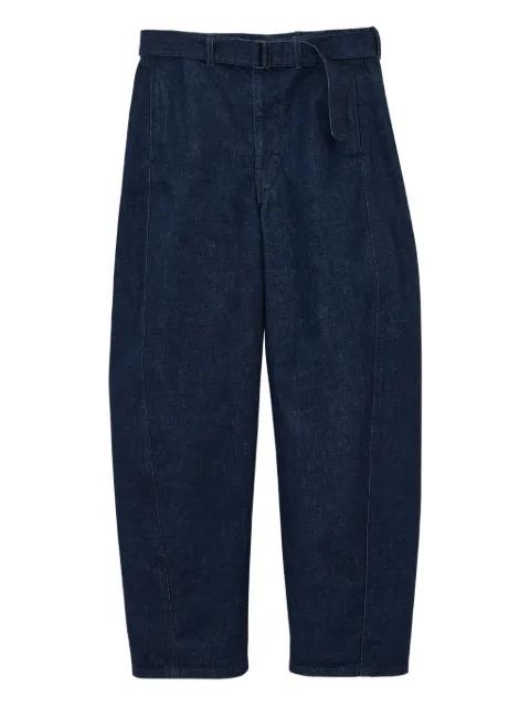belted twisted denim jeans by LEMAIRE