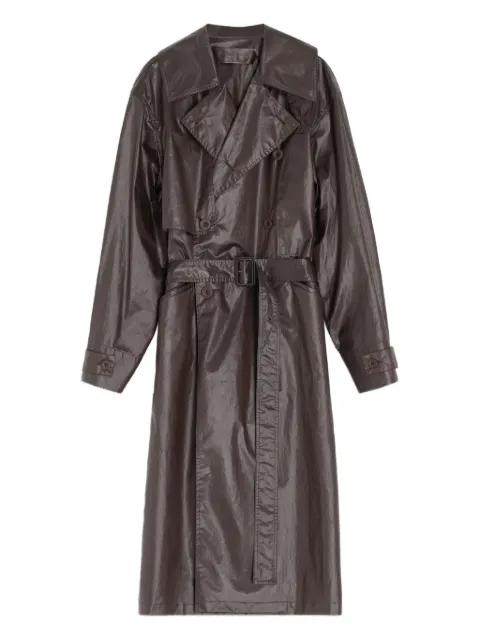 metallic-effect double-breasted trench coat by LEMAIRE