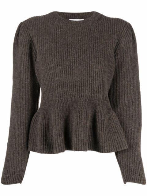 ribbed-knit peplum-hem jumper by LEMAIRE