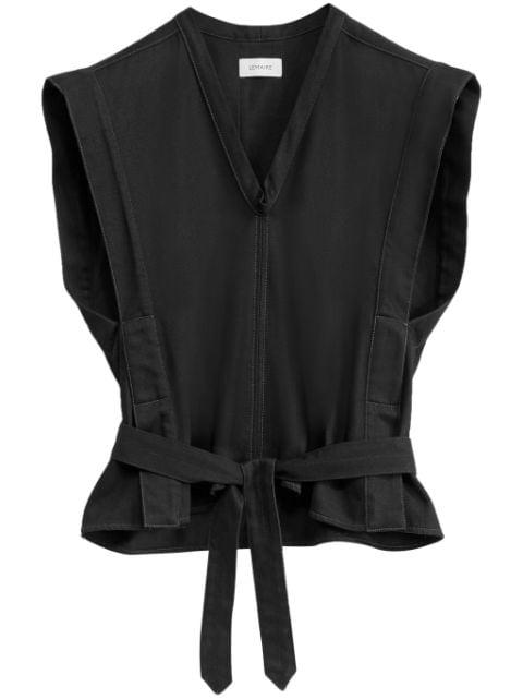self-tie sleeveless jacket by LEMAIRE
