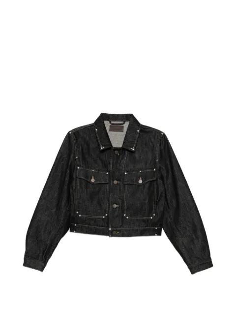 stud-embellished cropped denim jacket by LEMAIRE