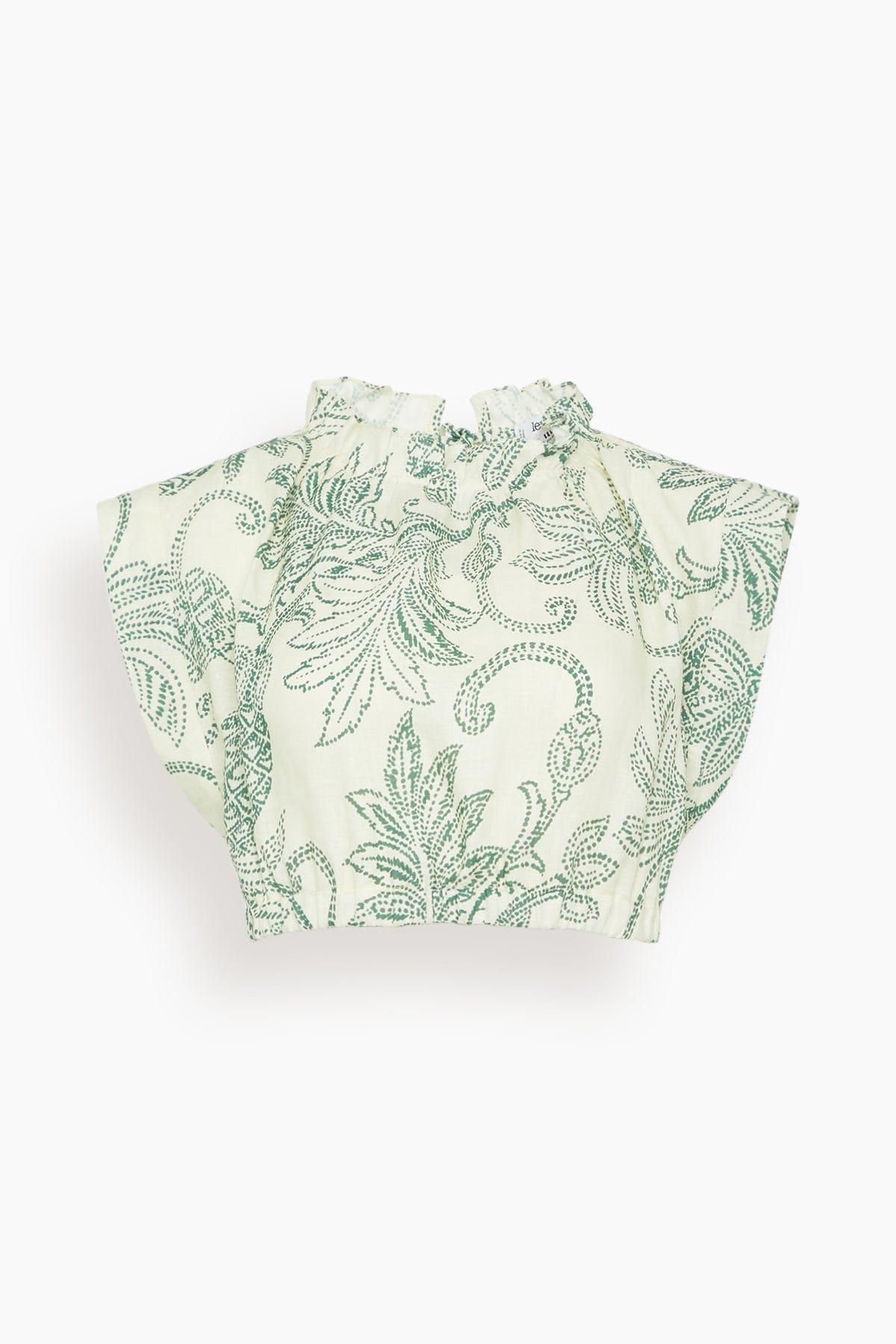 Muna Ruched Crop Top in Mokata Green by LEMLEM