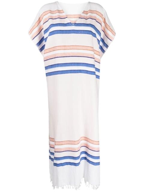 horizontal-stripe print kaftan dress by LEMLEM