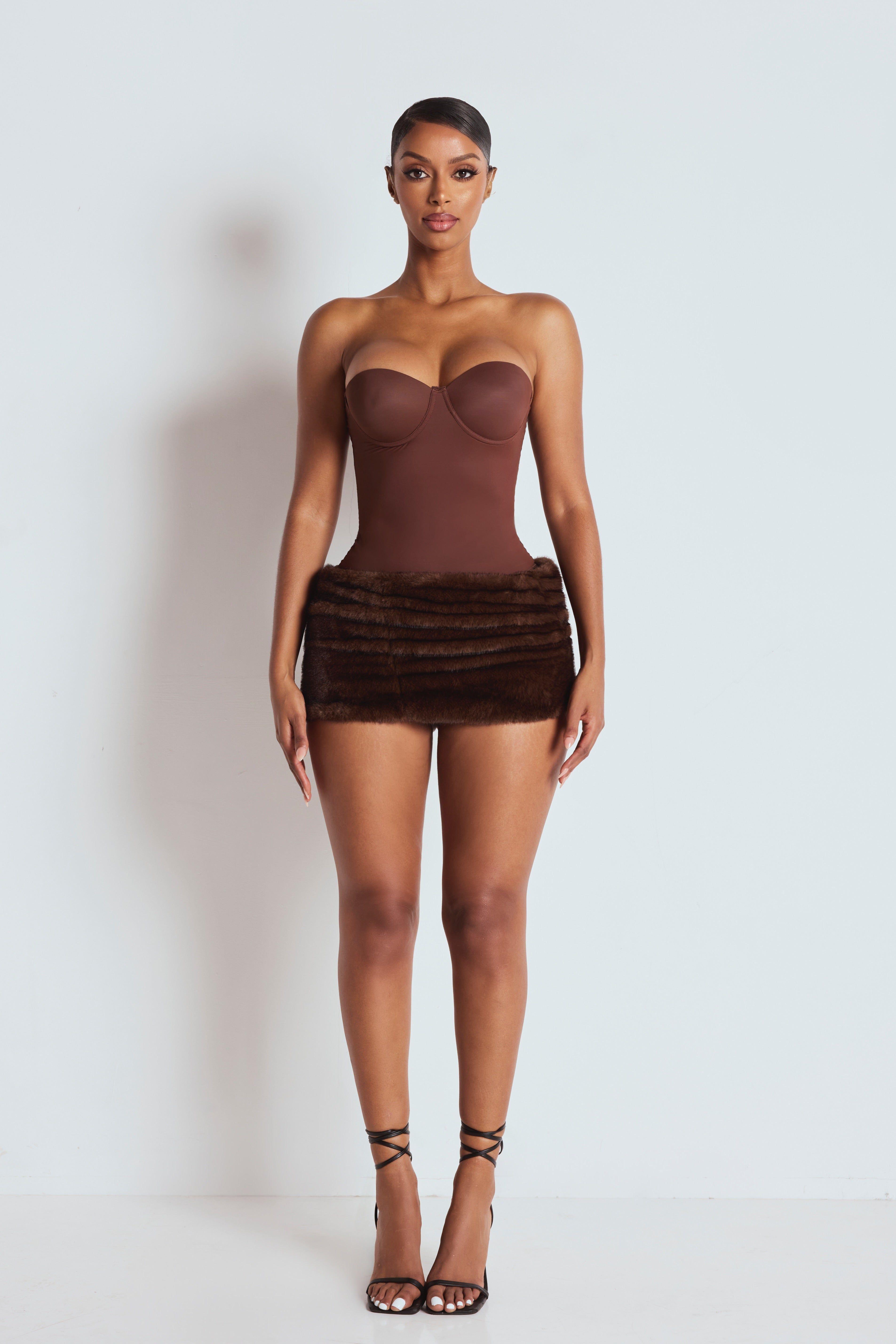 The Brown Fur Mini Skirt by LEMONLUNAR